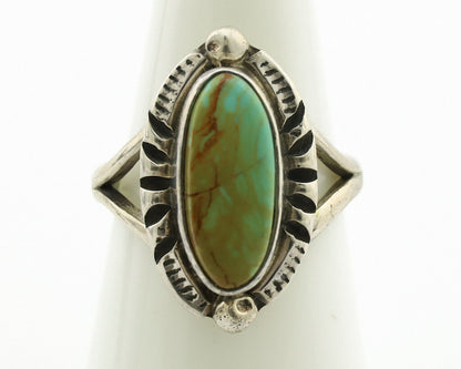 Navajo Ring .925 Silver Kingman Turquoise Artist Signed Gecko C.80's