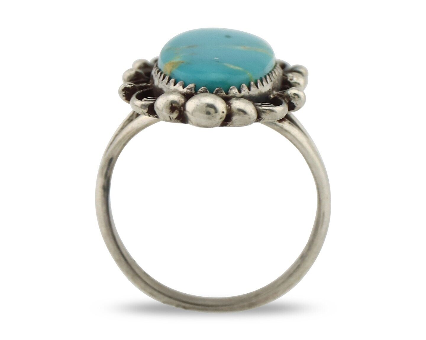 Navajo Ring .925 Silver Blue Gem Turquoise Artist Signed Billy Eagle C.80's