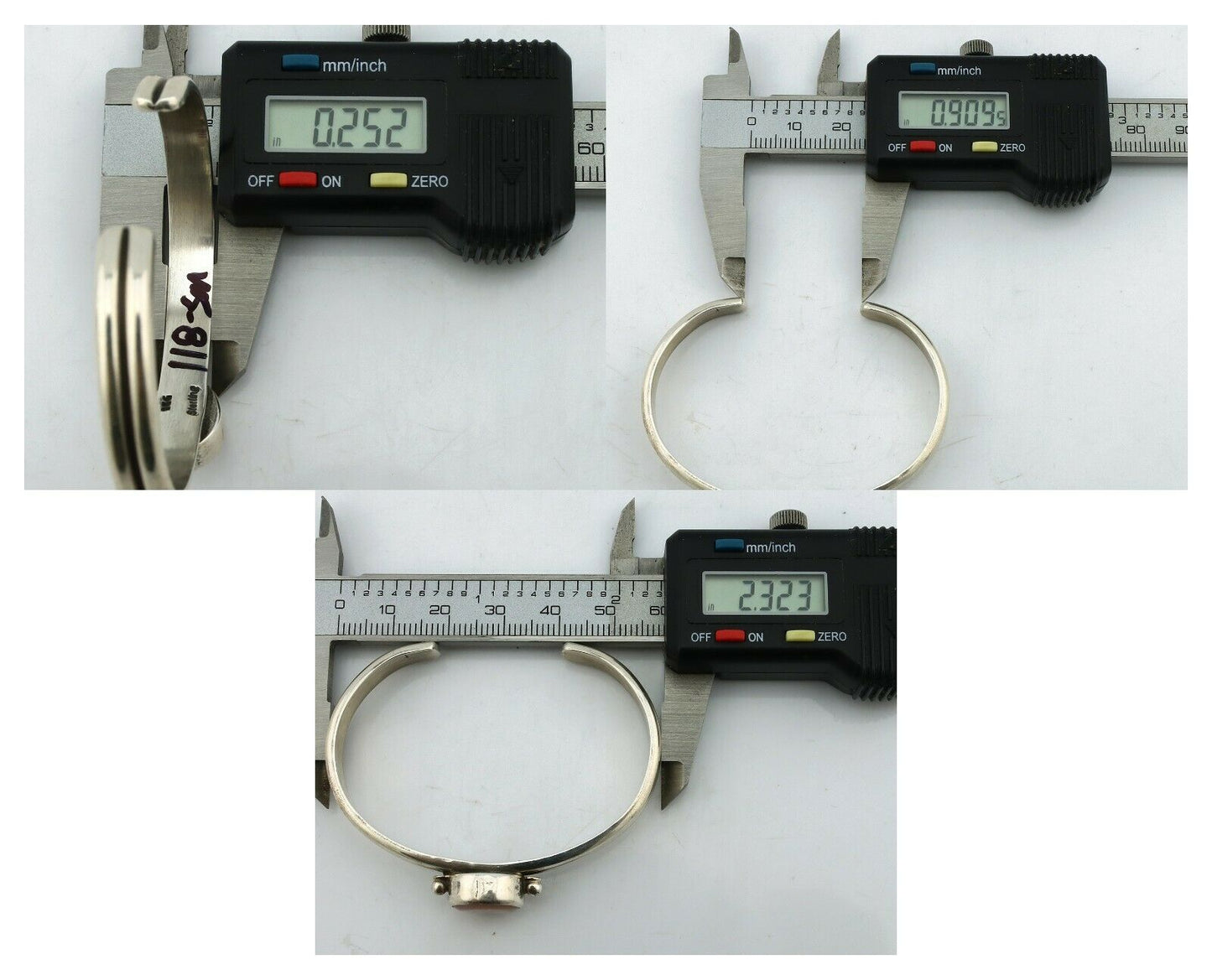 Navajo Bracelet .925 Silver White Sea Shell Native American Artist C.90's