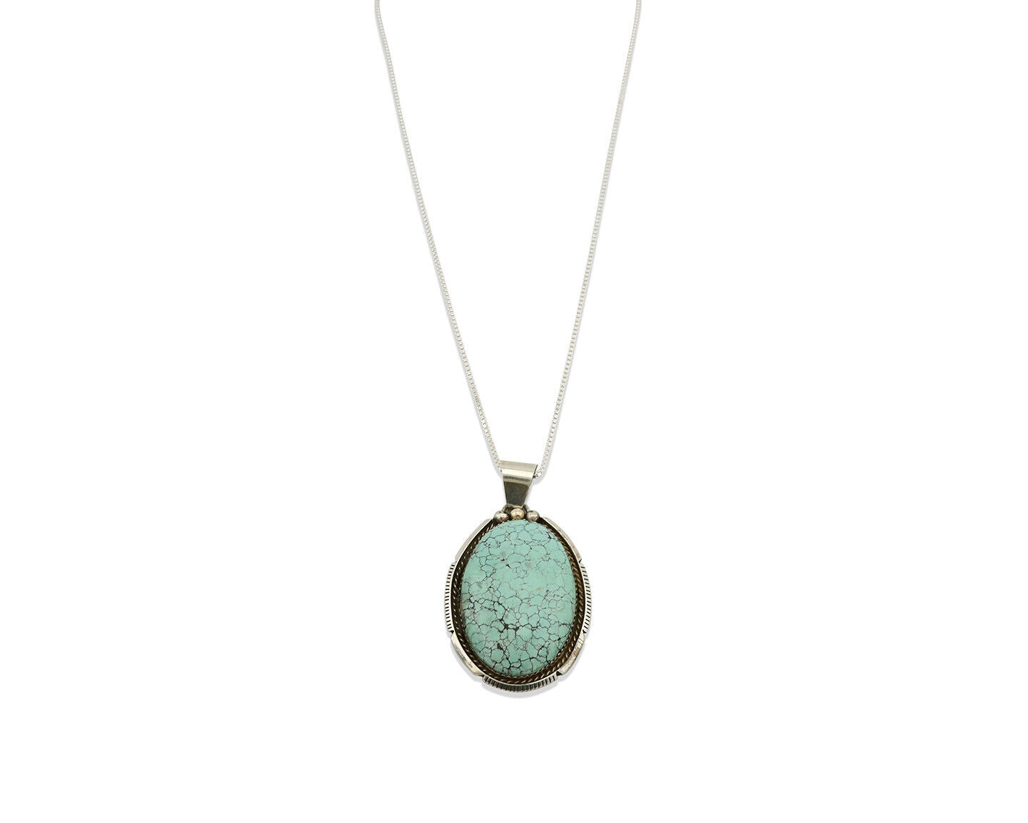 Navajo Necklace .925 Silver Spiderweb Turquoise Signed BB C.80's
