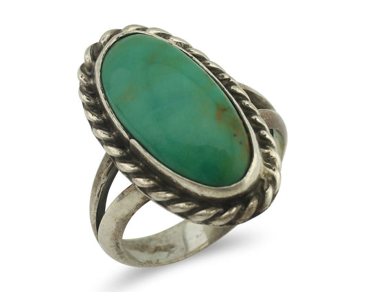 Navajo Ring 925 Silver Natural Blue Kingman Turquoise M Montoya C.80's