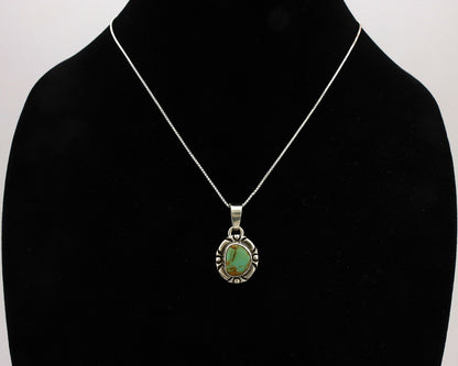 Navajo Necklace .925 Silver Kingman Turquoise Signed Gecko C.1980's