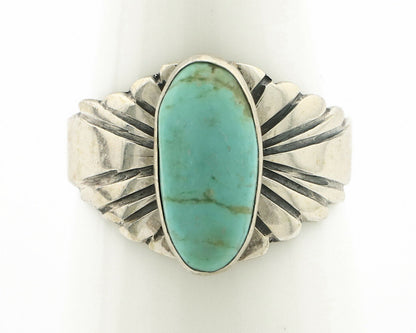 Navajo Ring .925 Silver Kingman Turquoise Artist Signed Apache C.80's