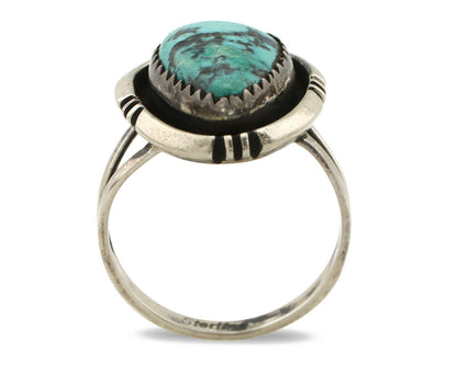 Navajo Ring .925 Silver Blue Nevada Turquoise Native American Artist C.80's