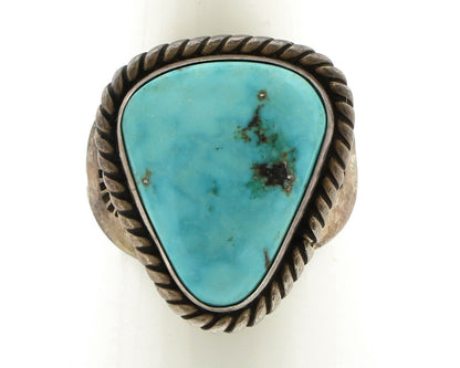 Navajo Handmade Ring 925 Silver Blue Turquoise Signed Native Artist C.80's