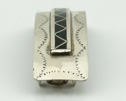 Women's Navajo Hair Clip .925 Silver Inlaid Black Onyx Native American Artist