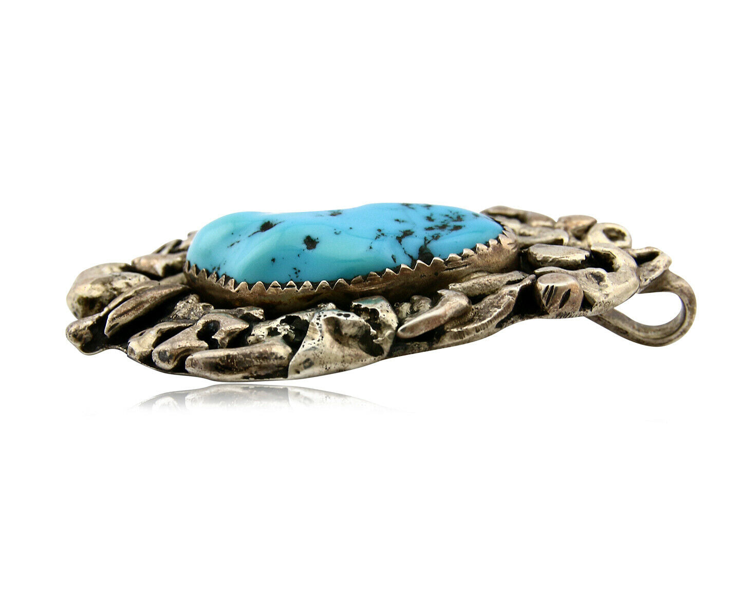 Navajo Pendant .925 Silver Kingman Turquoise Native American C.80's