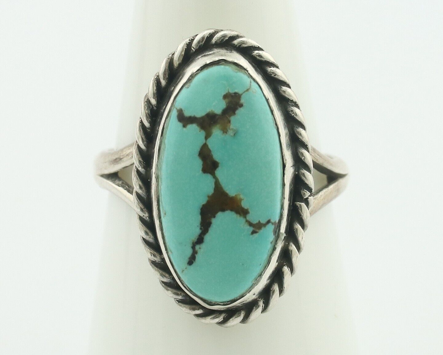 Navajo Ring .925 Silver Natural Blue Turquoise Native American Artist C.80's