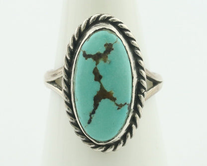 Navajo Ring .925 Silver Natural Blue Turquoise Native American Artist C.80's