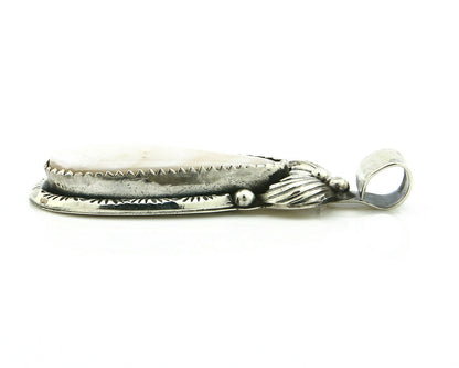 Navajo Pendant .925 Silver Real Natural Pink Mussel Signed Yazzie C.80's
