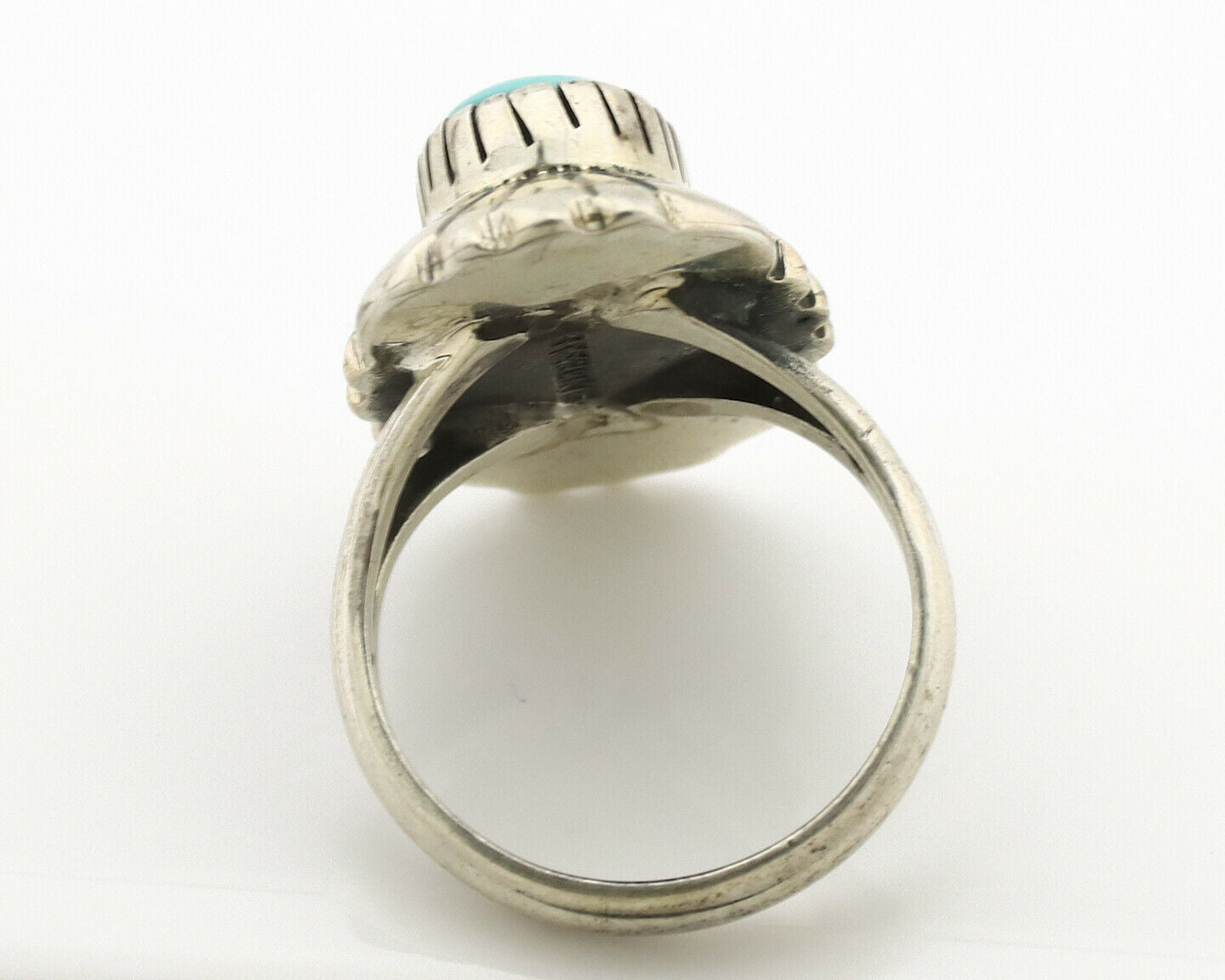 Navajo Ring .925 Silver Natural Mined Turquoise Artist Signed M Montoya C.80's