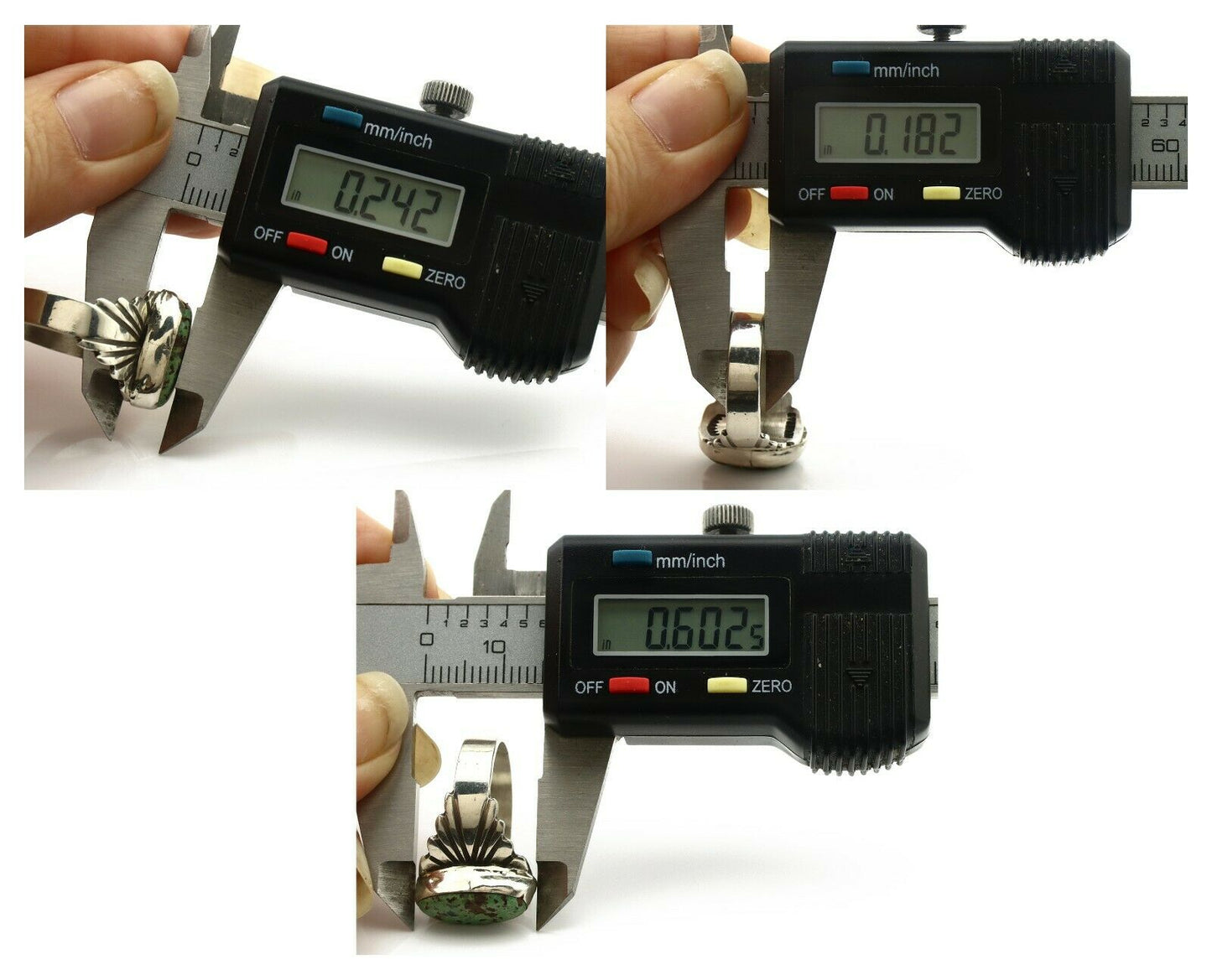 Navajo Ring .925 Silver Blue Green Arizona Turquoise Artist Signed Apache C.80's