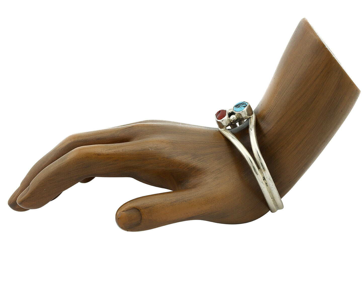 Navajo Bracelet .925 Silver Coral & Turquoise Native American Artist C.90's