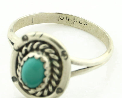 Navajo Ring .925 Silver Natural Blue Turquoise Artist Signed SN C.80's