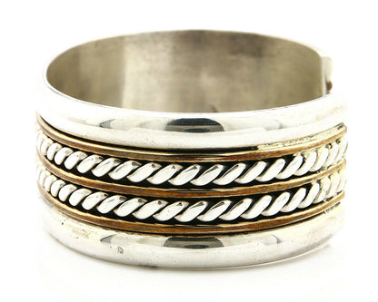 Navajo Bracelet SOLID .925 Silver & 12K Gold Filled Signed Artist TAHE C1980's