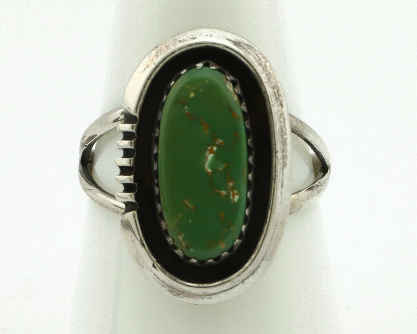 Navajo Ring .925 Silver Green Turquoise Native American Artist Handmade C.80's