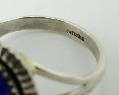 Navajo Ring .925 Silver Natural Lapis Lazuli Native American Artist C.80's