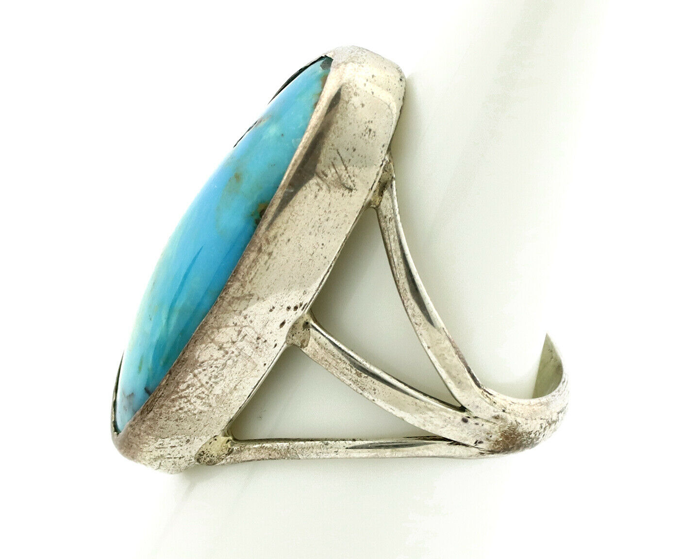 Navajo Ring .925 Silver Nevada Turquoise Native American Artist C.80's