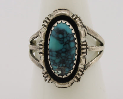 Navajo Ring .925 Silver Spiderweb Turquoise Artist Signed Yazzie C.80's