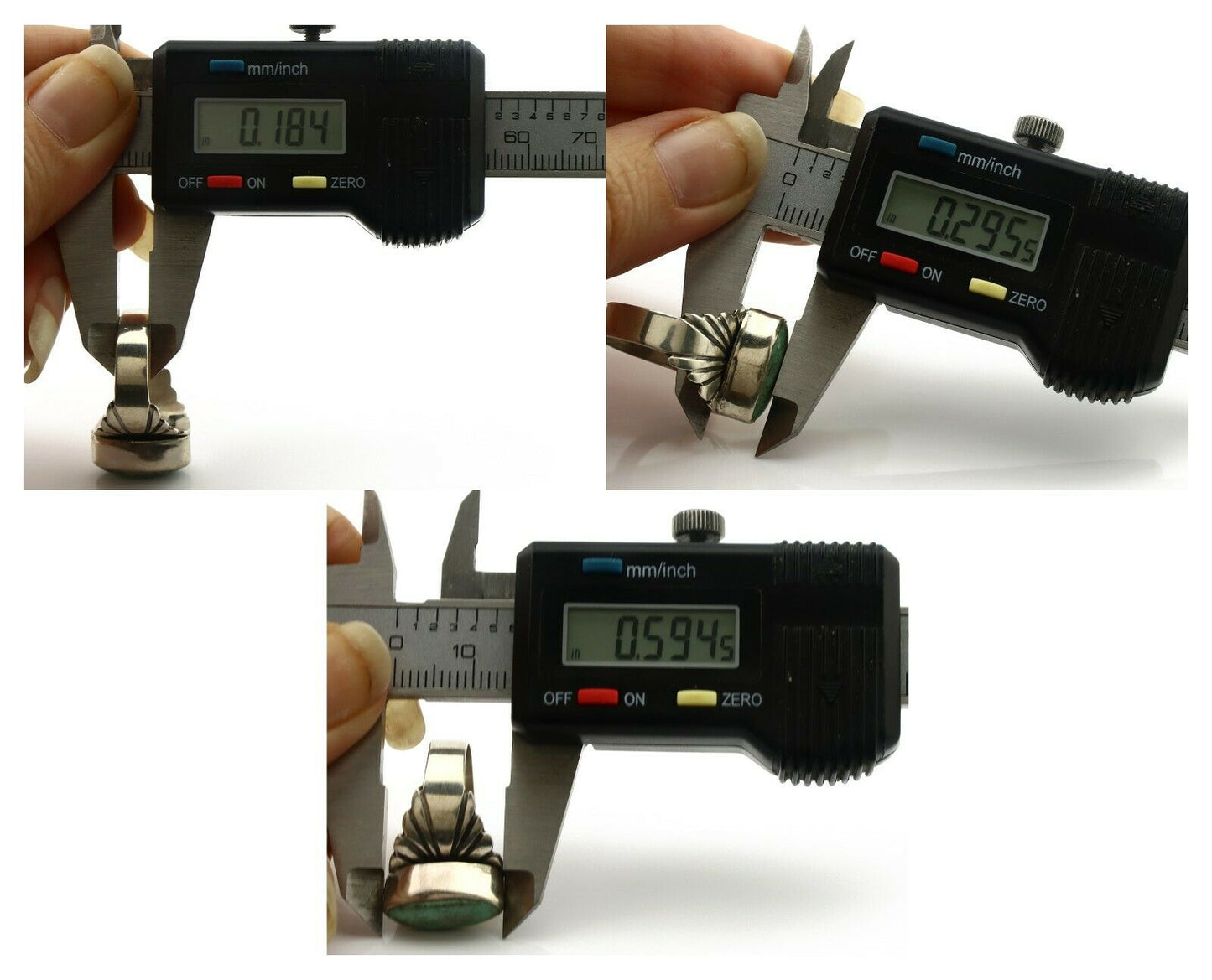 Navajo Ring .925 Silver Kingman Turquoise Artist Signed Apache C.80's