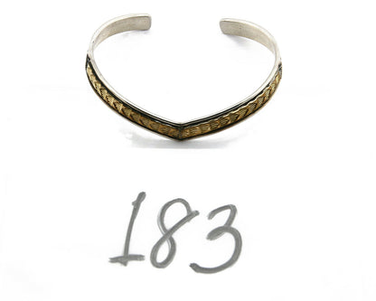 Navajo Bracelet .925 SOLID Silver & 12K Gold Plated Signed Artist RL C.80's