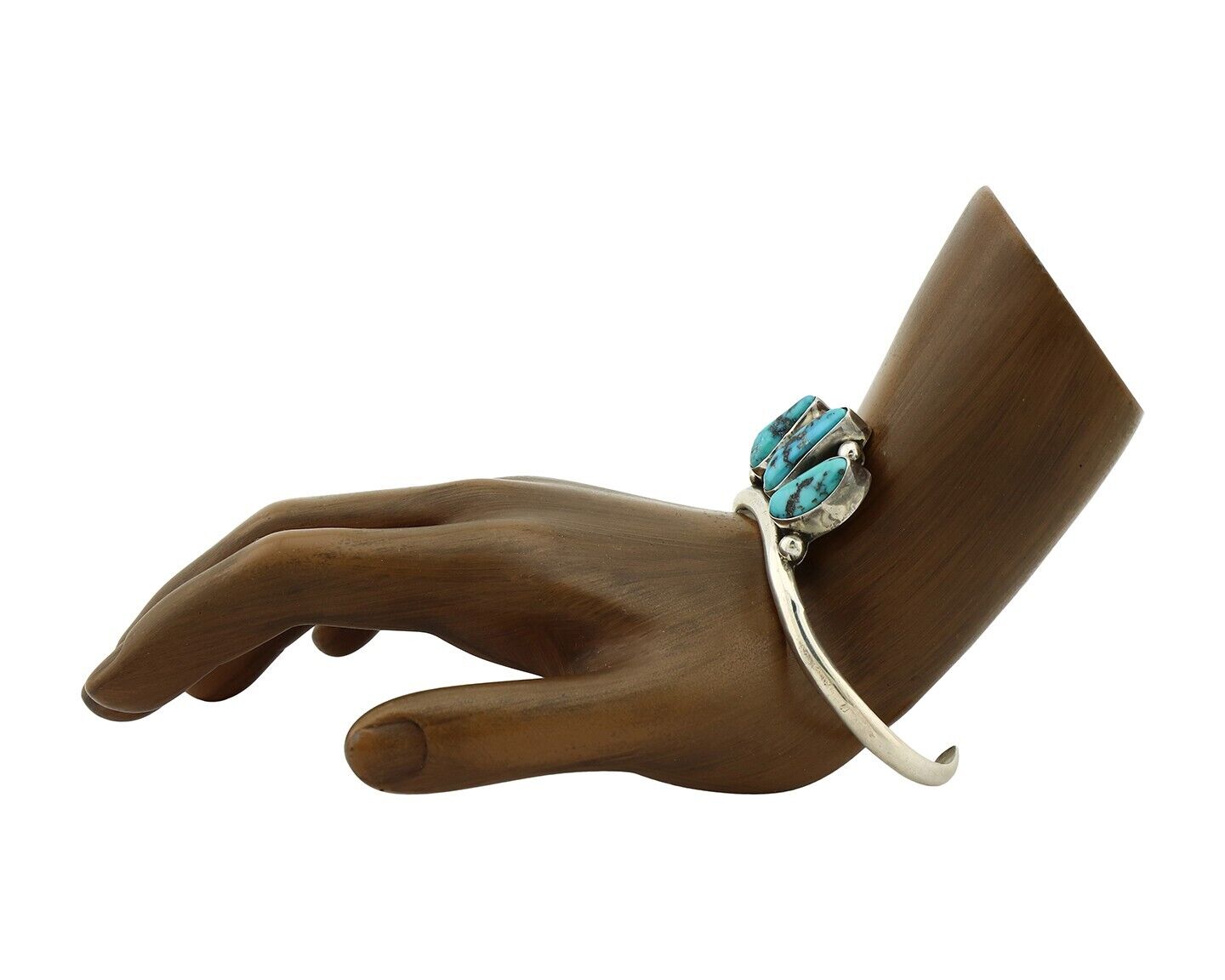 Navajo Bracelet 925 Silver Blue Kingman Turquoise Artist Signed E SANDAVOL C80s
