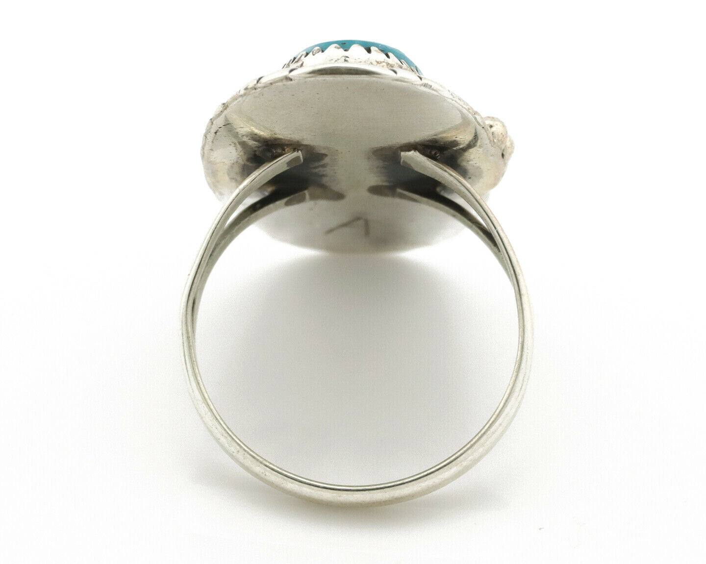 Navajo Ring .925 Silver Kingman Turquoise Native American Artist C.80's