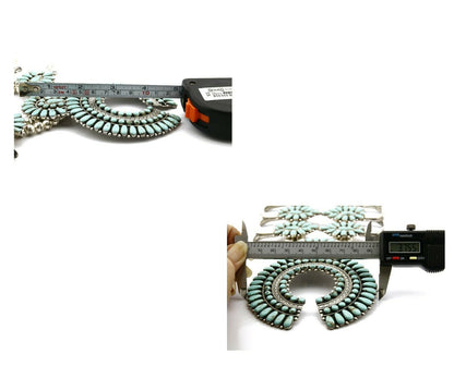 Huge Navajo Squash Necklace .925 Silver Blue Turquoise Artist F.M. Begay