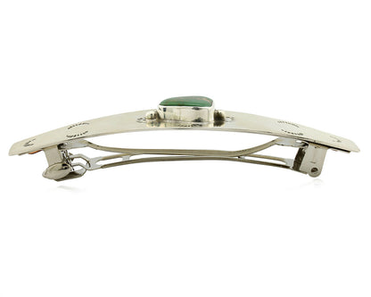 Navajo Hair Clip .925 Silver Green Turquoise Native American Barrette C.80's