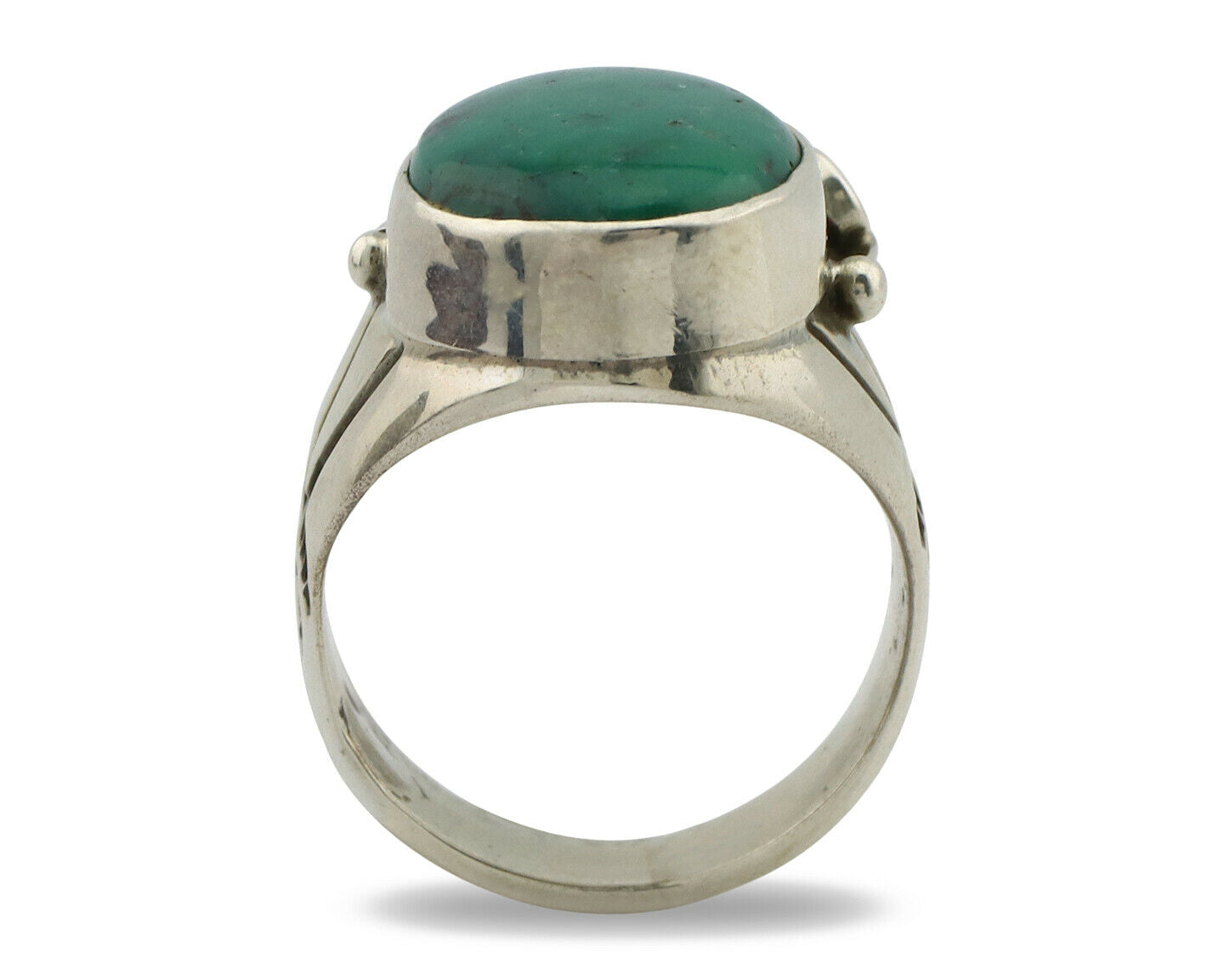 Navajo Ring .925 Silver Crescent Valley Turquoise Native Artist C.80's