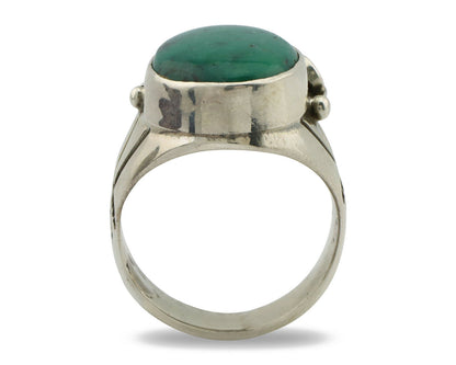 Navajo Ring .925 Silver Crescent Valley Turquoise Native Artist C.80's