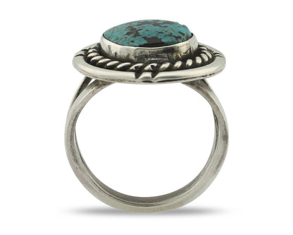 Navajo Handmade Ring .925 Silver Blue Diamond Turquoise Native Artist C.80's