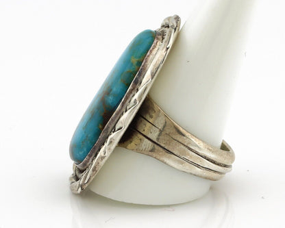 Navajo Ring 925 Silver Natural Blue Turquoise Artist Signed D Zachary C.80s
