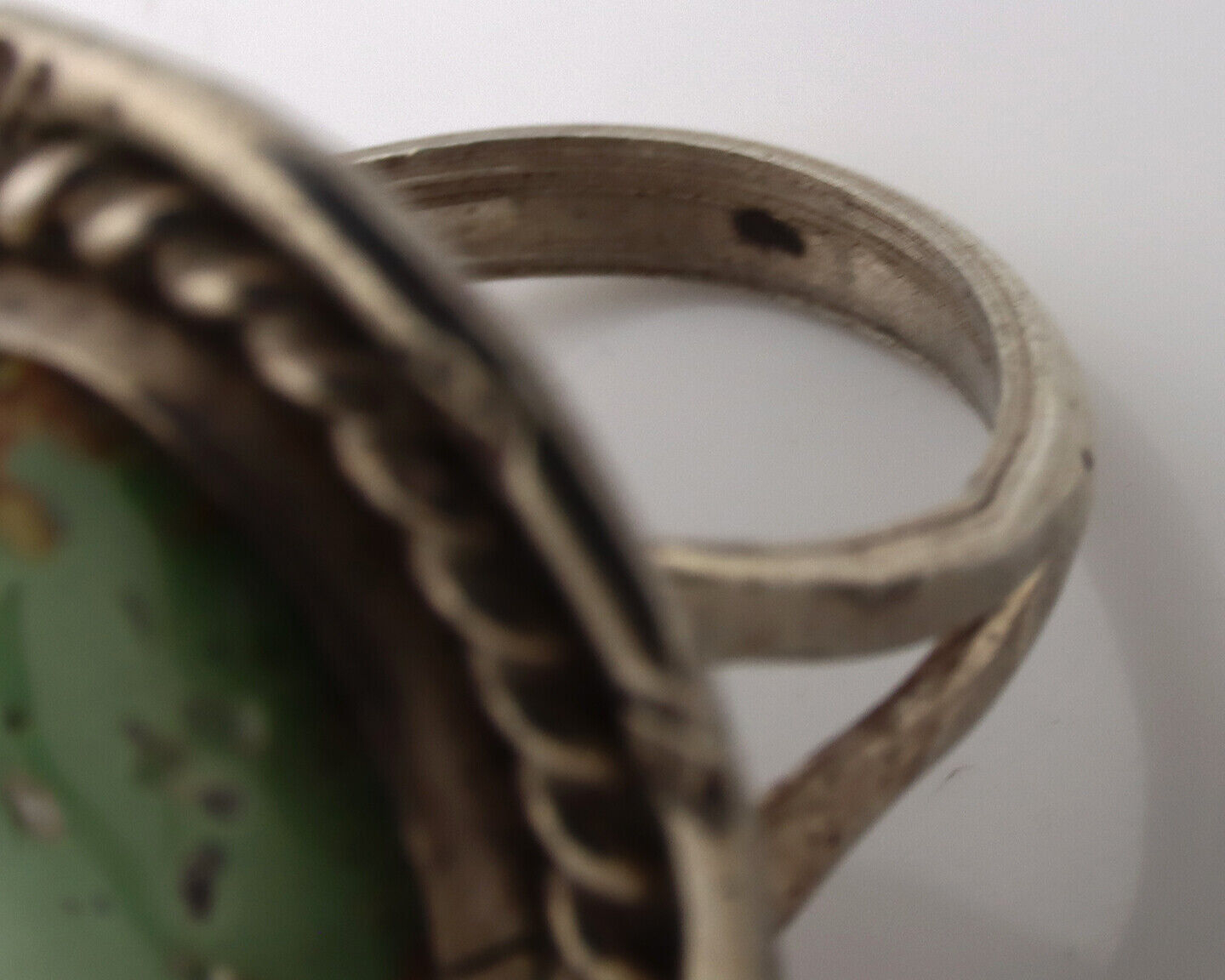 Navajo Ring .925 Silver Green Turquoise Native Artist C.80's