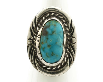 Navajo Ring .925 Silver Blue Gem Turquoise Native American Artist C.80's