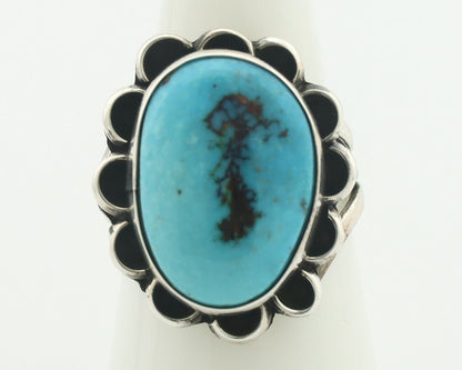 Navajo Ring .925 Silver Natural Blue Turquoise Native American Artist C.80's