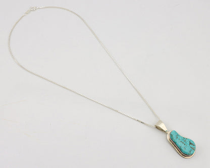 Navajo Necklace .925 Silver Fox Mine Turquoise Signed Doug Zachary C.1980's