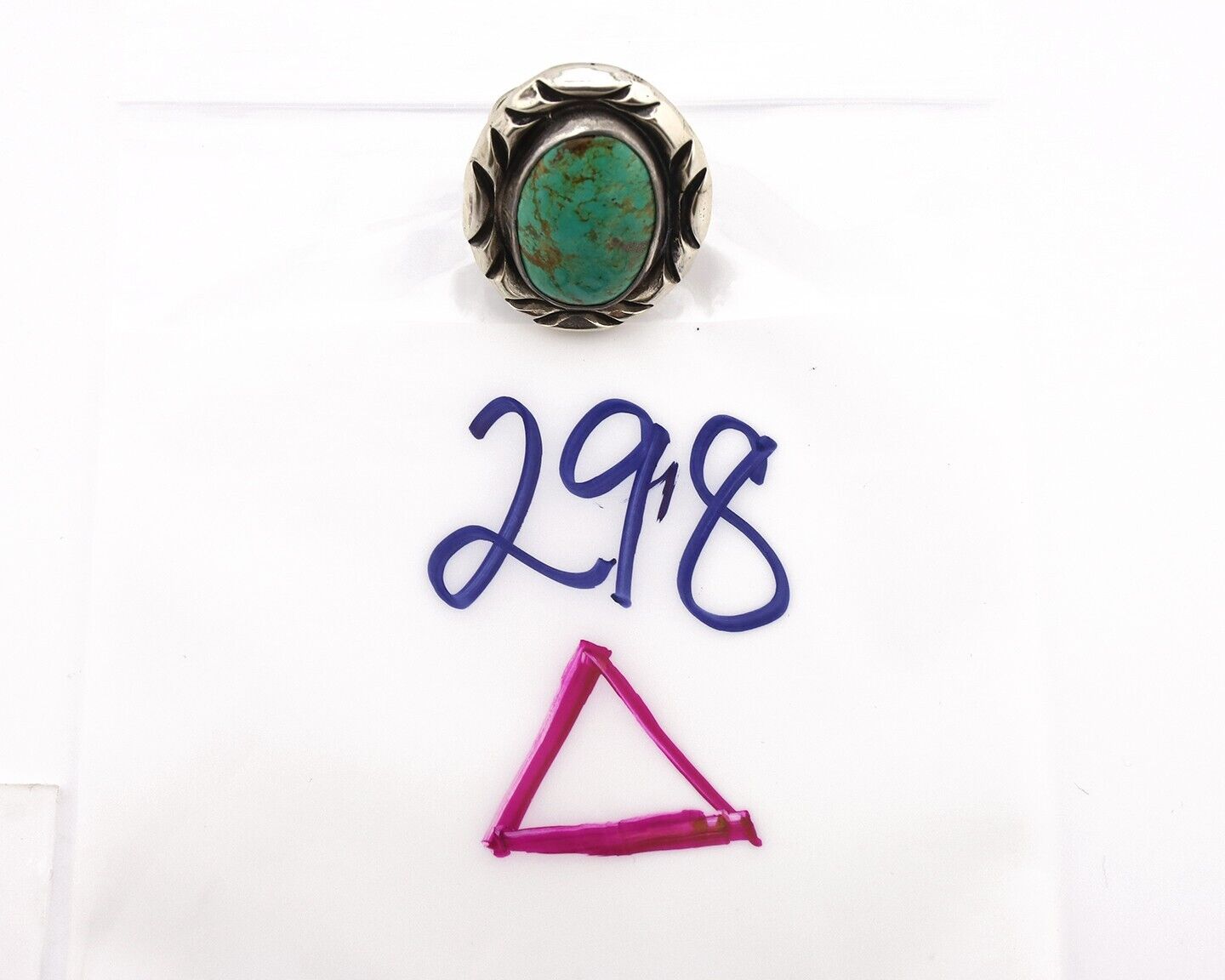 Navajo Ring 925 Silver Kingman Turquoise Native Artist Signed C Montoya C.80's