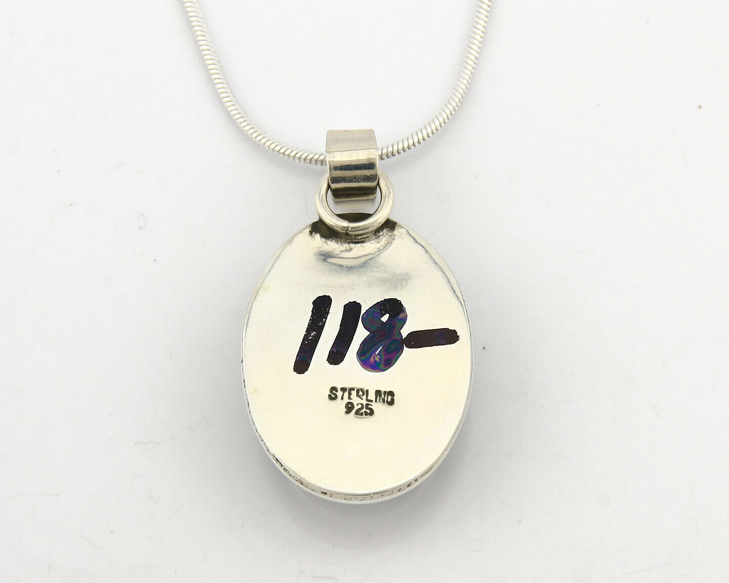 Navajo Onyx Necklace .925 Silver Artist Signed Native American C.80's