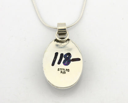 Navajo Onyx Necklace .925 Silver Artist Signed Native American C.80's