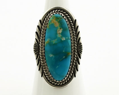 Navajo Ring .925 Silver Blue Turquoise Artist Signed M Begay C.1980's
