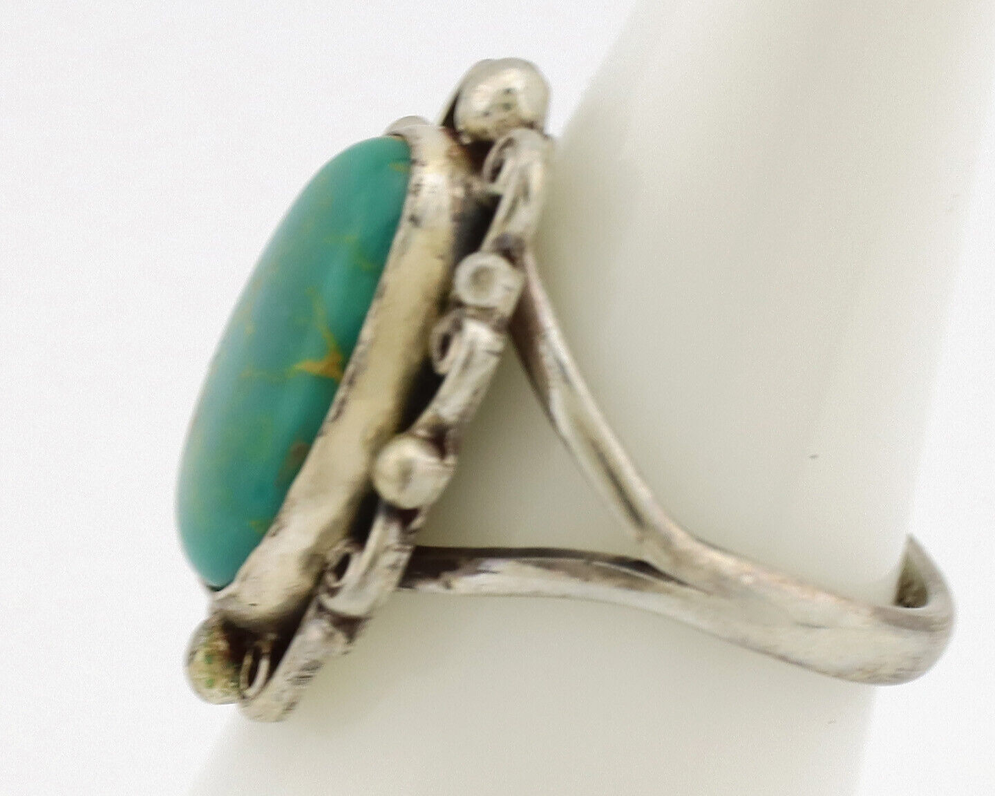 Navajo Ring .925 Silver Kingman Turquoise Artist Signed Billy Eagle C.80's