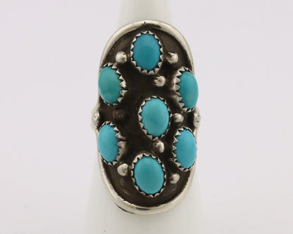 Navajo Ring .925 Silver Natural Blue Turquoise Artist Signed L Henderson C.80's