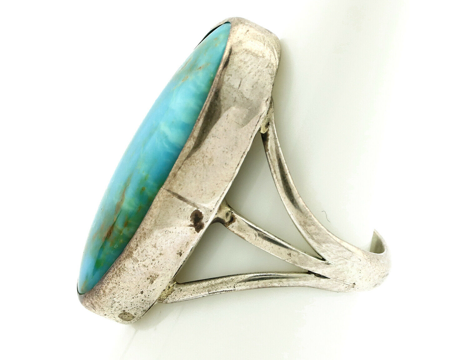 Navajo Ring .925 Silver Nevada Turquoise Native American Artist C.80's