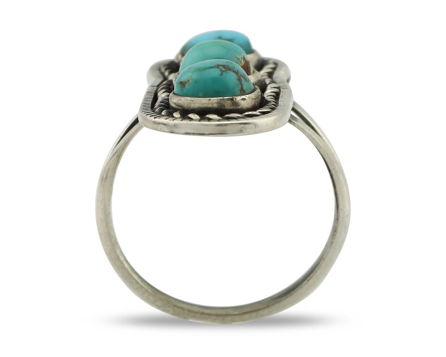 Navajo Ring .925 Silver Natural Blue Turquoise Native American Artist C.80's