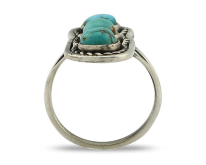 Navajo Ring .925 Silver Natural Blue Turquoise Native American Artist C.80's