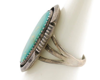 Navajo Ring .925 Silver Kingman Turquoise Native American Artist C.1980's