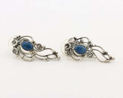 Navajo Earrings 925 Silver Natural Mined Denim Lapis Native American Artist C90s