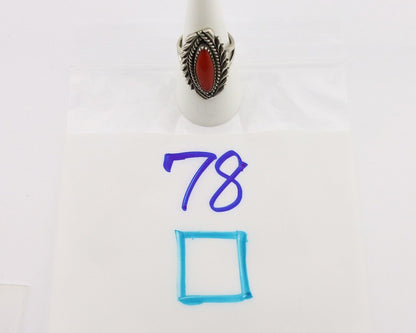Navajo Handmade Ring 925 Silver Natural Coral Artist Signed K Montoya C.80's