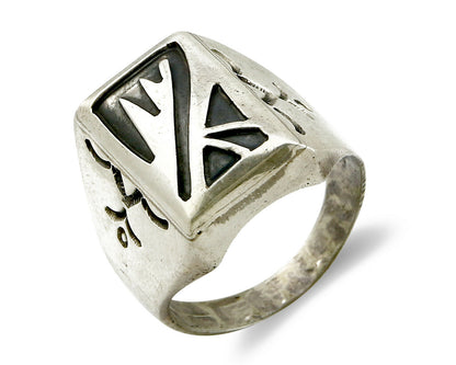 Navajo Overlay Ring .925 Handmade Native American C.80's